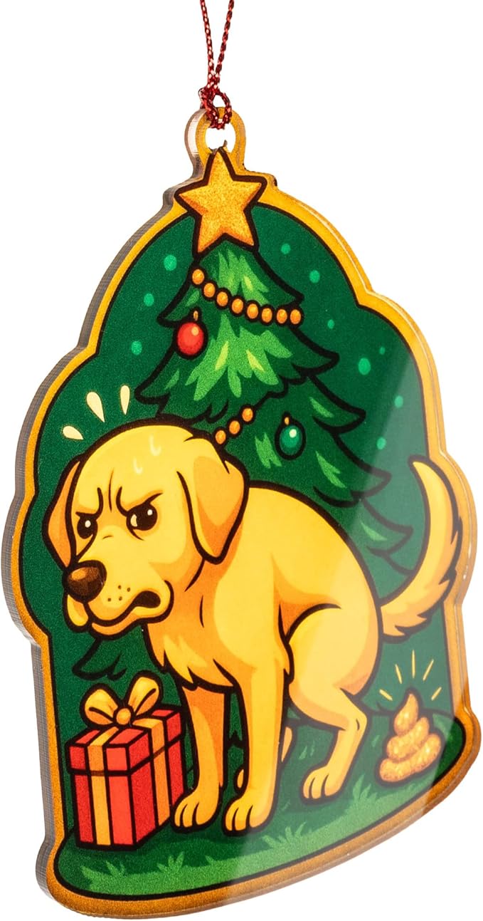 Funny Christmas Ornaments - Funny Gag Gifts - Santa Ornament - Raunchy - Unique Christmas Ornaments - Suncatcher Effect Window Hanging - car Hanging Accessories RUSATEN Labradorgag 1