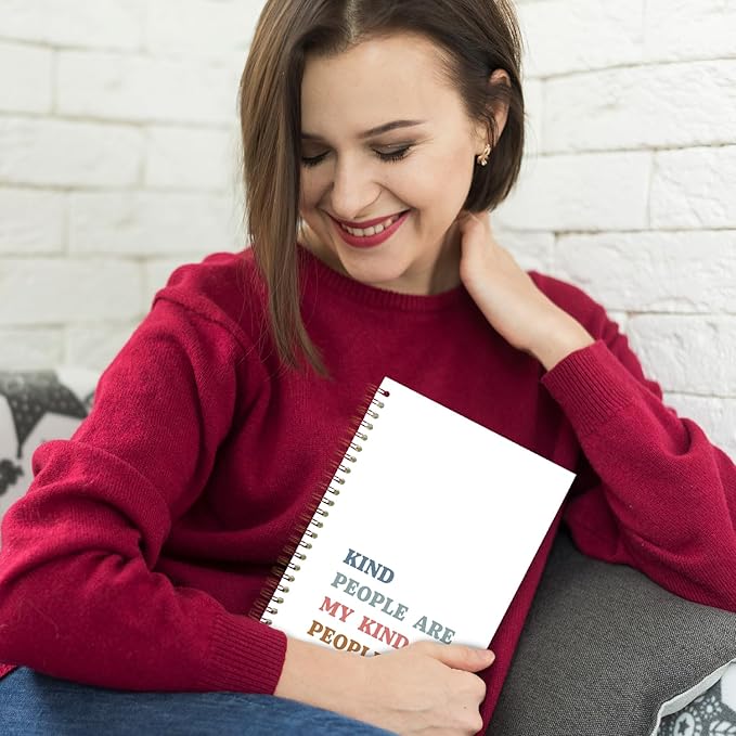Kind People Are My Kinda People Inspirational Spiral Notebooks, Motivational Quote Journal, Positive Journals for Writing, Motivational Notebook for Note Taking, 5.5x8.3 Inch