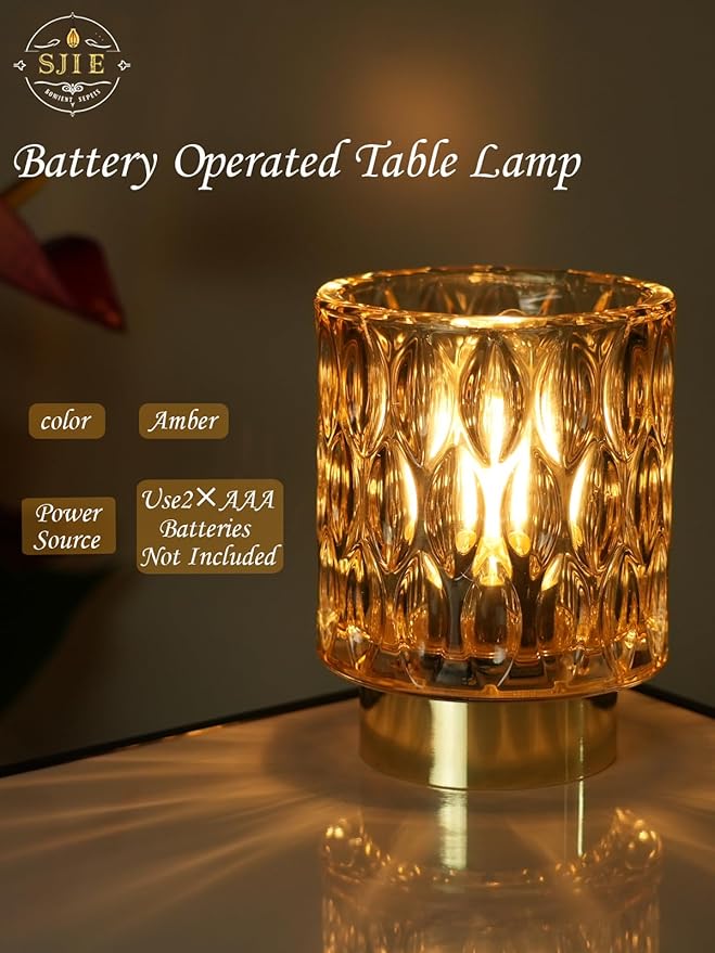 Battery Operated Lamp - Stylish Small Lamps Decorative with Timer & 3 Light Modes, No Plug in Lamps Cordless Battery Table Lamp for Bedroom/Bathroom/Fireplace(Without Remote Control)