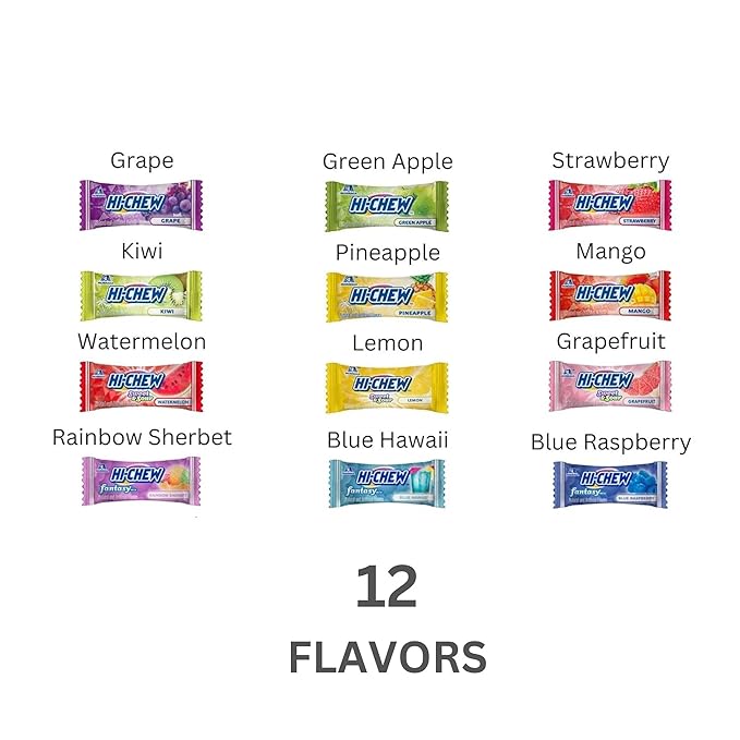 HI-CHEW Variety Mix, Pack of 4 Bags - 17 Flavor Assort Sweet and Sour Chewy Halloween Candy, Unique Fun Soft - Immensely Juicy Fruity Candy Flavors - Individually Wrapped for Sharing