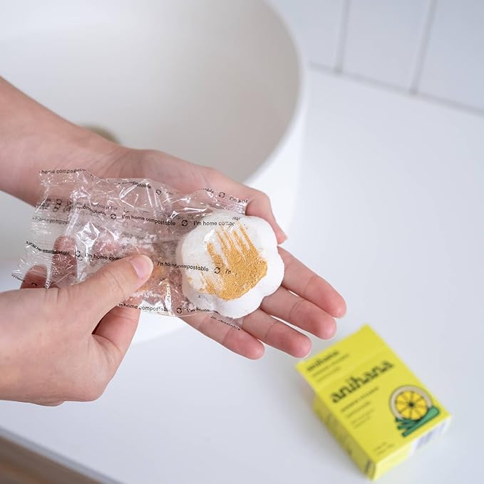 ANIHANA Shower Steamers 4 Pack with Lemongrass Essential Oils, Paraben Free, Cruelty Free, Refreshing Lemonade Scent, 1.76 oz Each