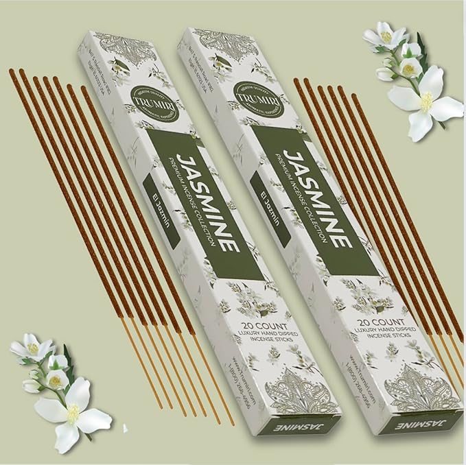 Jasmine Incense Sticks - Total 120 Insence-Sticks - 6 Packs of 20 Insense - Inciensos - Inscents - Natural Non Toxic Ingredients - Incents - Incence - Inscense - Insents