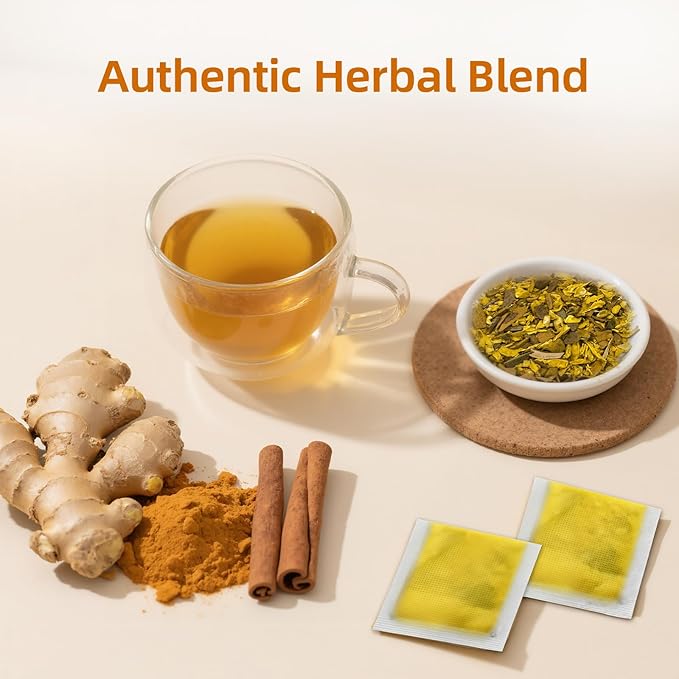 120 Bags Premium Turmeric Ginger Cinnamon Tea Bags, Premium Natural Ingredients, Turmeric Ginger Herbal Blend with Cinnamon, No Sugar, Caffeine-Free