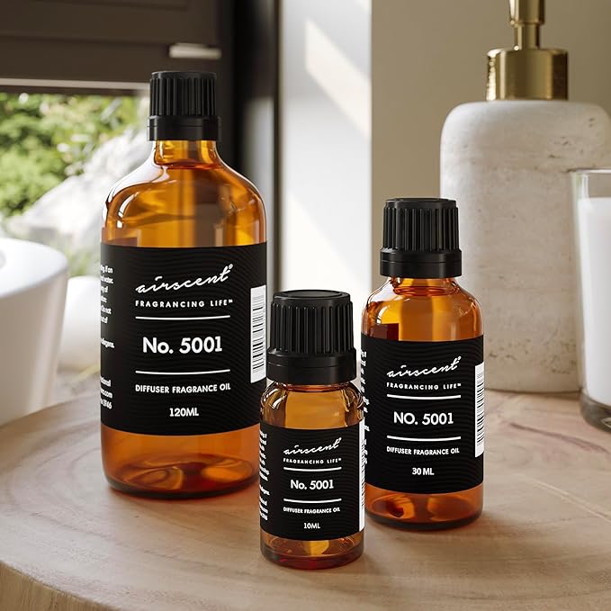 AirScent Baccarat Rouge Inspired Diffuser Oil - Perfume Dupe - Premium Fragrance Oil No. 5001 for Ultrasonic and Waterless Diffusers and Crafting - 10 mL, 0.34 fl oz Glass Dropper Bottle