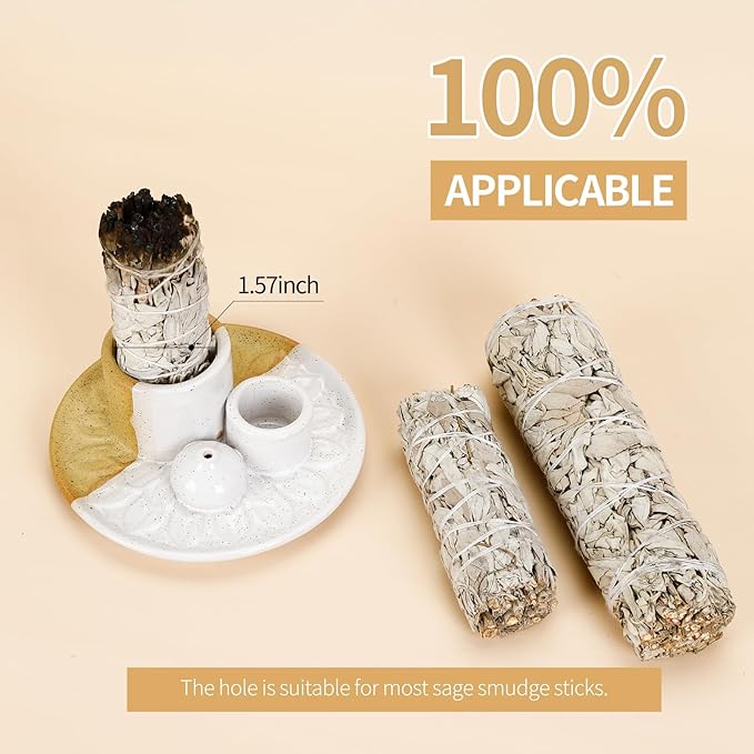 Palo Santo Sticks Holder, Multi-Purpose Handmade Ceramic Incense Burner for Palo Santo Incense Sticks, Sage Holder for Burning, Ash Catcher Tray for Meditation Yoga Room (Terracotta)