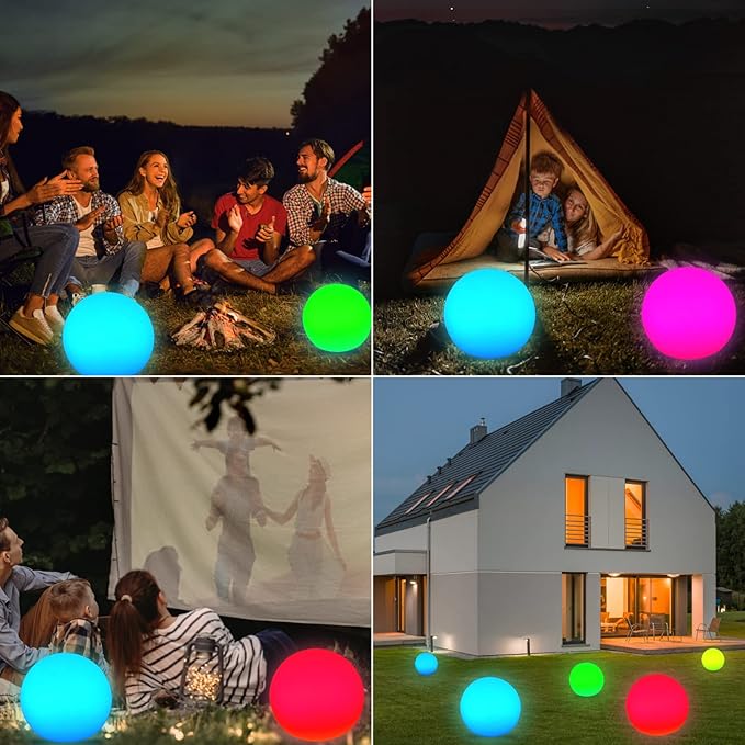 6-Inch Rechargeable LED Orb Light – 16 Color Glow Sphere, 4 Modes, Waterproof Ambient Lighting Ball, Glowing Orb for Indoor, Outdoor, Pool, Room, and Patio Decor
