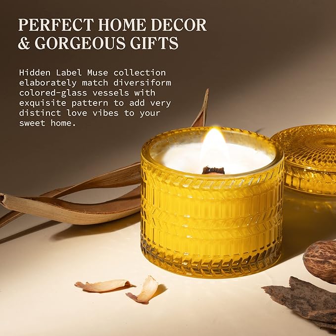 Fall Candles, Wild Warm Vanilla Scented, 7.4 oz, Crackling Wood Wick Candle for Home Scented, Natural Candles Non Toxic, Long Lasting-Clean Burn,Decorative Candle Gift for Women