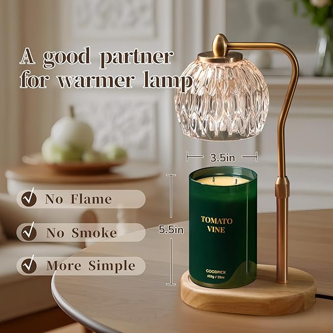 Goodpick Tomato Vine Scented Soy Candle, 22oz 120H Long Burning, Fresh Garden Herbs with Basil & Blackcurrant, Home Aromatherapy Candles