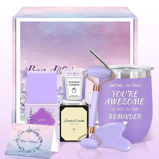 Gifts for Women, Spa Self Care Get Well Soon Gifts with Gua Sha Facial Tools, Thank You Gift for Wife, Coworkers, Friends, Gift Basket for Birthday Anniversary, Mother's Day, Thanksgiving, Christmas