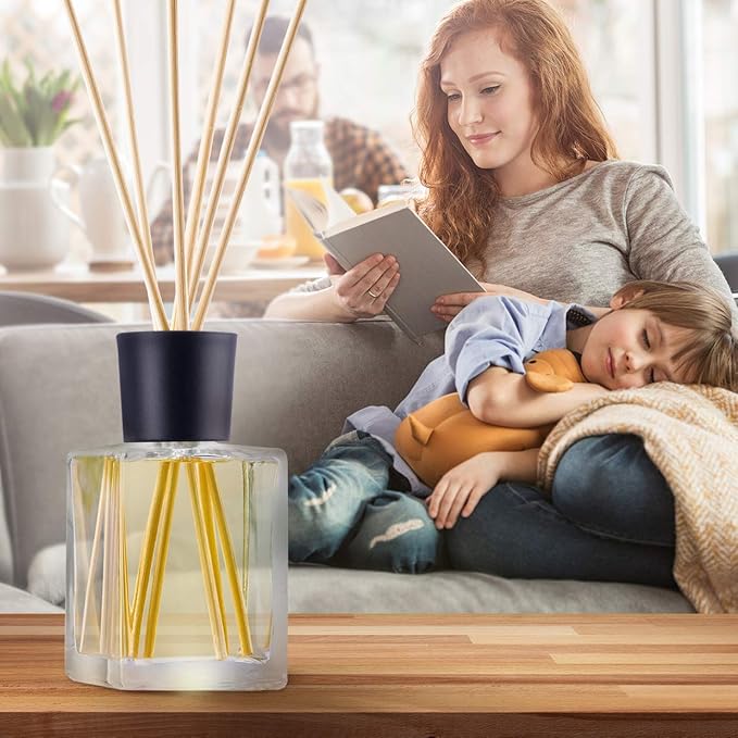 Lemongrass Reed Diffuser w/Natural Essential Lemongrass Oil 17 Fl Oz (500ml) - Intensive - Fresh and Long Lasting Fragrance - Scented Reed Diffuser - Diffuser Gift Set w/Bamboo Sticks