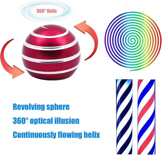 Desk Toys for Fidget Kinetic Cool-Gadgets: 180 Seconds Spinning Toy, Cool-Stuff Thing for Adult Teen Children Kid, Optical-Illusion Stress-Relief Gifts Ball for Man Women Home Office School Christmas