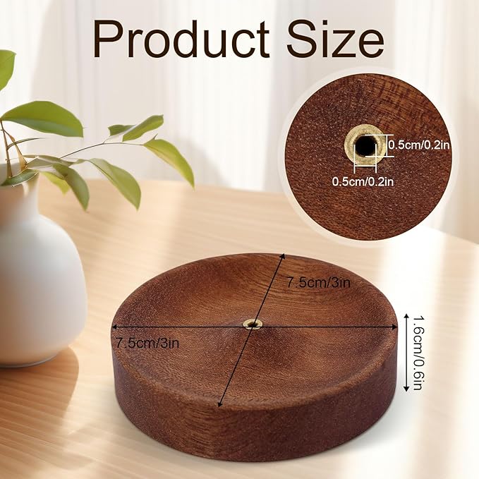Ebony Wood Incense Burner, Round Wooden Incense Sticks Holder Handmade Ash Catcher Burner Tray Vintage Aroma Diffuser Bowl for Meditation Relaxation Home Decor