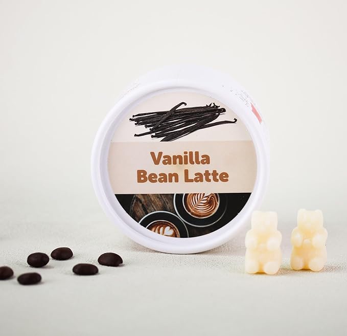 Happy Wax Vanilla Bean Latte Scented Bear Wax Melts - Natural Strong Scented Coffee Wax Melts Infused w/Essential Oils - Non Toxic & Pet Safe - (4 oz Tin)