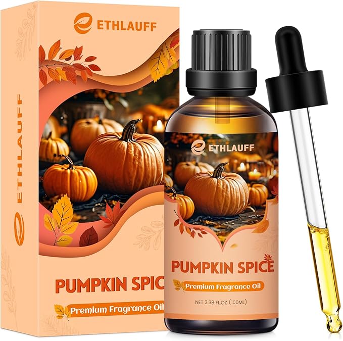 Pumpkin Spice Fragrance Oil, 100ml Fall Fragrance Oil for Diffusers for Home, Autumn Scented Oils for Candle & Soap Making, Bath Bombs, Massage - 3.38FL.OZ