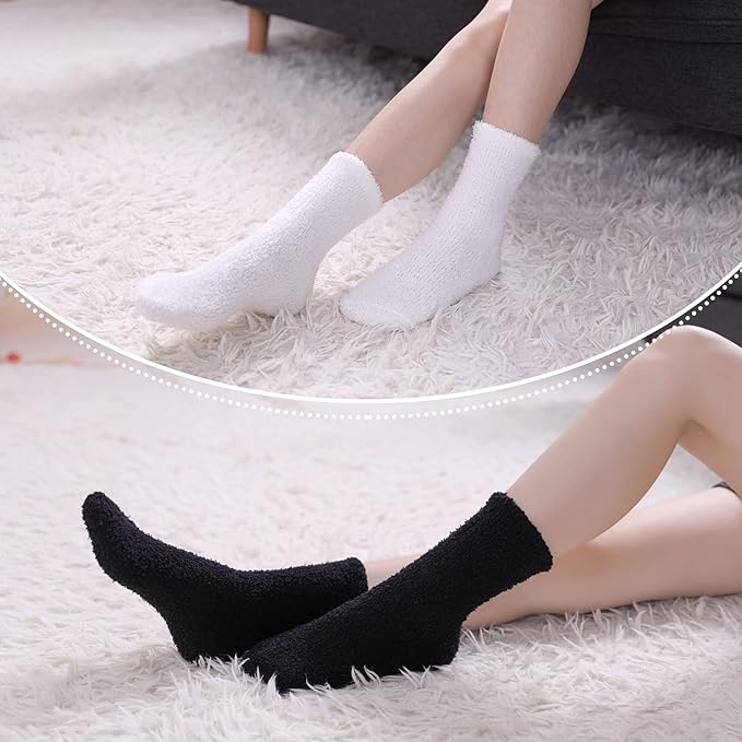 LINEMIN Womens Fuzzy Socks Cozy Fluffy Winter Warm Slipper Socks Microfiber Soft Home Sleeping Socks