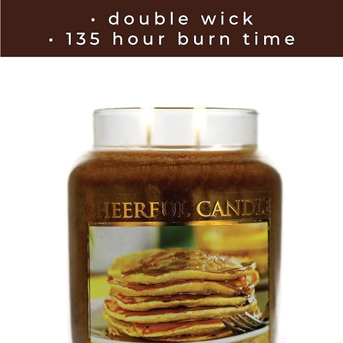 A Cheerful Giver - Maple Syrup Pancakes Scented Glass Jar Candle (24 oz) with Lid & True to Life Fragrance Made in USA
