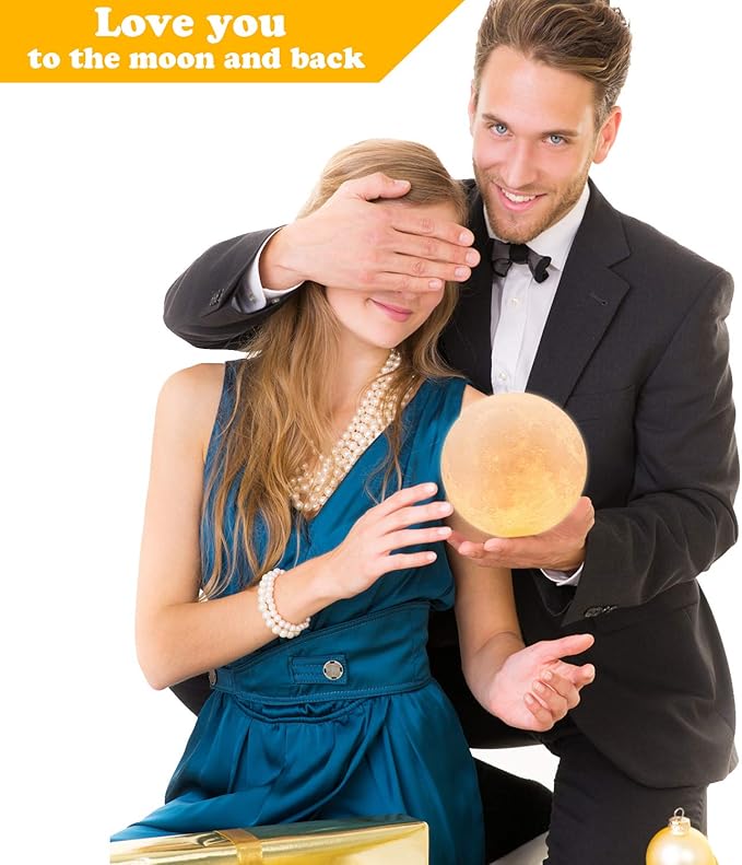 LOGROTATE Moon Lamp, 16 Colors LED Night Light for Kids 3D Printing Moon Light with Stand& Remote/Touch Control & Timing, Moon Light Lamp for Kid Friend Birthday Gifts, Room Decor (Diameter 4.8 INCH)