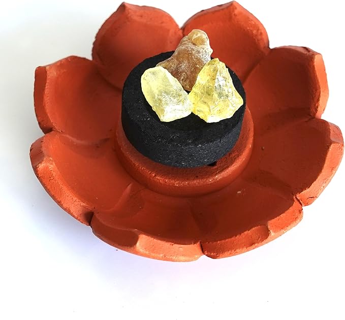 Incense Holder for Sticks - Handmade Ceramic Terracota Insence-Stick Ash Catcher, Mess-Free Lotus Incents Burner - Tibetan Sticks, Cones - Clay Lotus Stand - Perfect for Meditation DIY Painting Gift