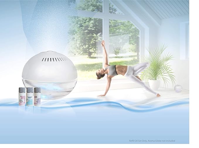 Daiwa Felicity Aroma Oil Refill Set of 3 - Globe Air & Room Revitalizer - White Noise Aromatizer Air Washer Machine with Scented Oils, Water Air Revitalizer for Home and Office