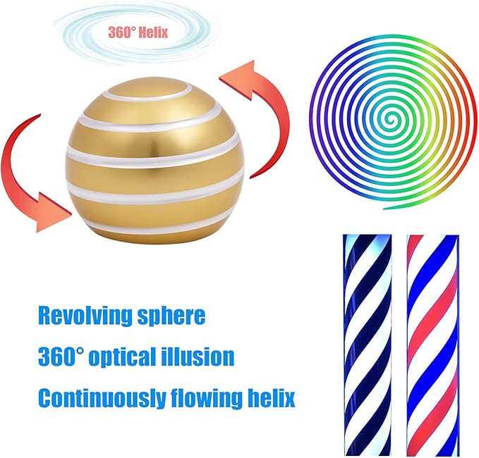 Desk Toys for Fidget Kinetic Cool-Gadgets: 180 Seconds Spinning Toy, Cool-Stuff Thing for Adult Teen Children Kid, Optical-Illusion Stress-Relief Gifts Ball for Man Women Home Office School Christmas