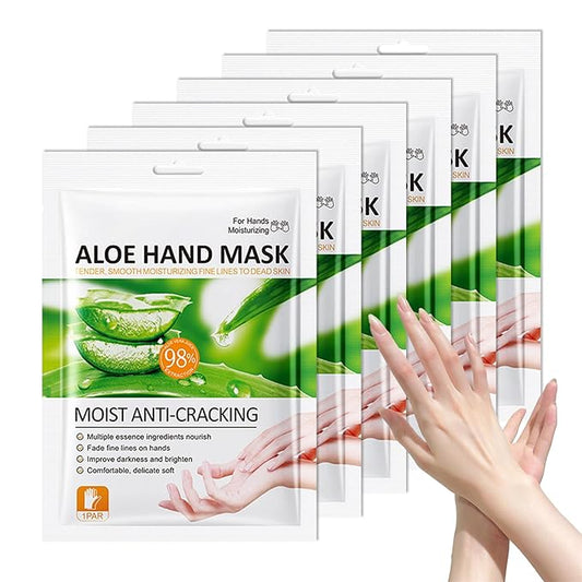 6 Pairs Hand Masks Moisturizing Gloves, Hydrating Hand Mask Moisturizer Gloves Care for Dry Cracked Hands, Smooth Long Lasting Soft Firming Hand Mask Gift Set for Men Women（O