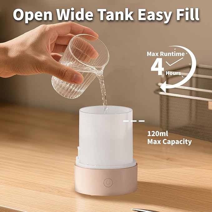 Essential Oil Diffuser, 120ml 3-in-1 Aromatherapy Diffuser Small Ultrasonic Cool Mist Humidifier with 7 Color Changing Night Lights, Quiet Sleep Auto Shut-Off Function for Home Office Yoga