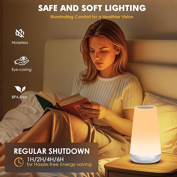Auxmir Night Light for Kids Baby, 2500mAh13 RGB Colors & 5 Brightness, Portable Rechargeable LED Bedside Lamp for Baby Nursery, Night Lights for Bedroom Living Room Bathroom Hallways, Silver