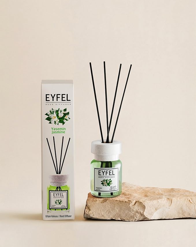 EYFEL Reed Diffusers for Home – Jasmine Reed Diffuser Set 4.05 fl oz Oil Diffuser Sticks, Bathroom Diffuser, Home Fragrances, Scented Sticks, Home Décor
