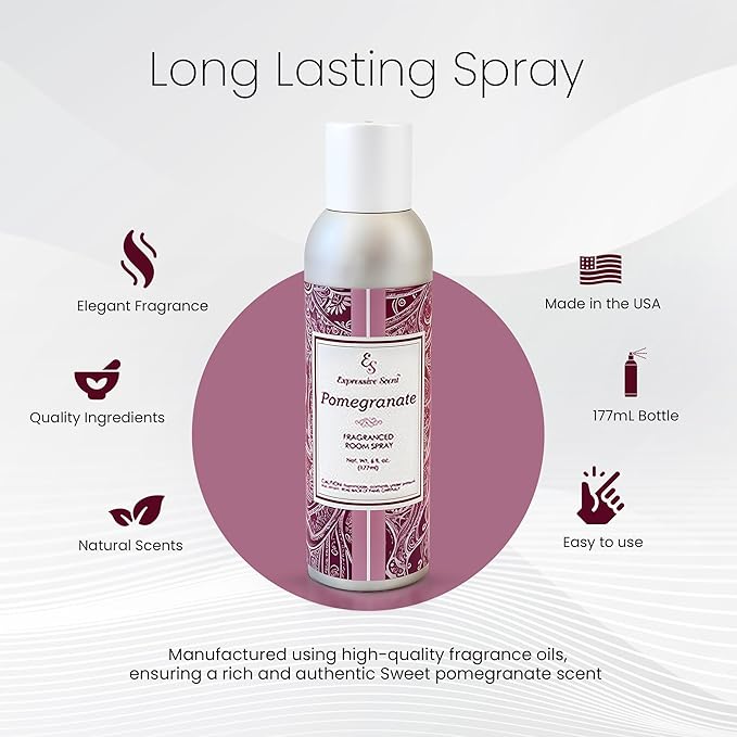 Expressive Home Scent Room Spray - Long Lasting Pomegranate Air Freshener Spray for Bathroom, home & Office - home fragrance spray 6 FLoz