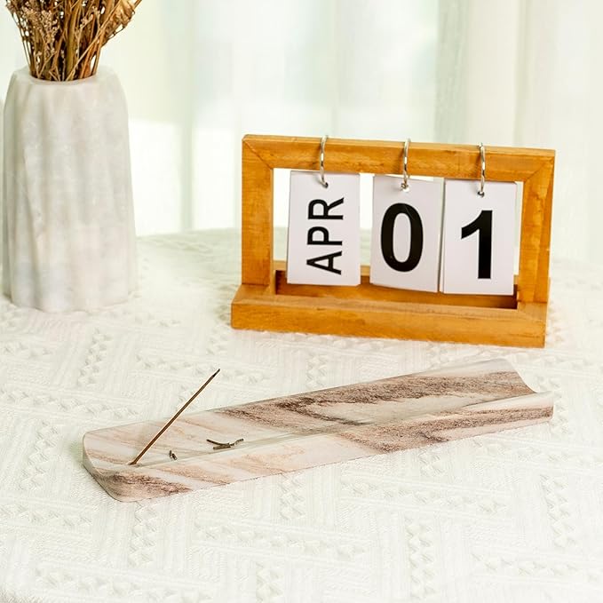 Koville Marble Incense Holder, Incense Holder for Sticks, Incense Sticks Holder Ash Catcher for Meditation Yoga SPA, Natural Stone Incense Burner, Home Table Decor