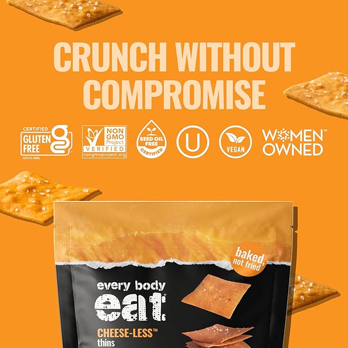 Every Body Eat Snack Thins, Allergen Friendly, Vegan, Gluten Free and Dairy Free (2 Count, Cheese-Less)