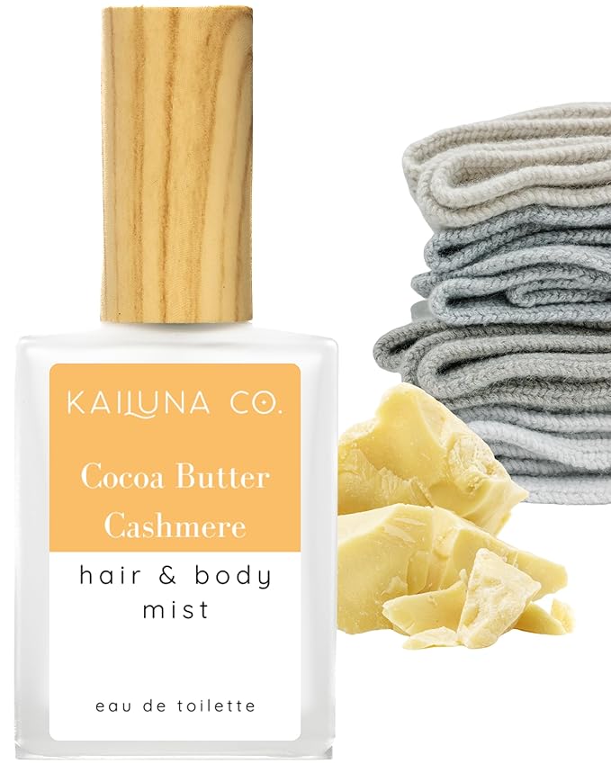Cocoa Butter Cashmere Natural Hair & Body Mist Spray, Pure Essential and Fragrance Oils, Alcohol-Free, Handmade in California, 0.5Fl Oz
