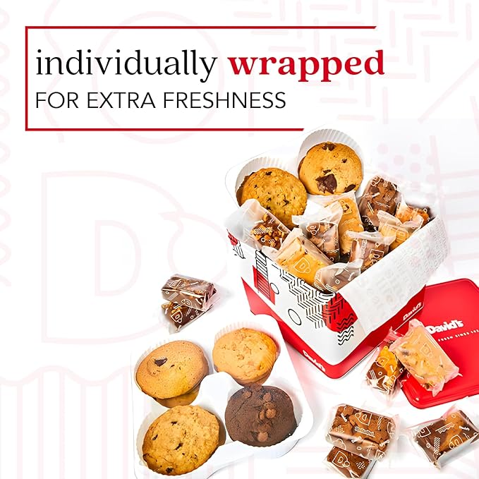 David's Cookies 5lb Assorted Cookies & Brownies Tin Gift Basket – Fresh-Baked Delicious Gourmet Treats for Sharing | Ideal Party Pack Gift Basket for Family, Friends, Holidays, & Special Occasions