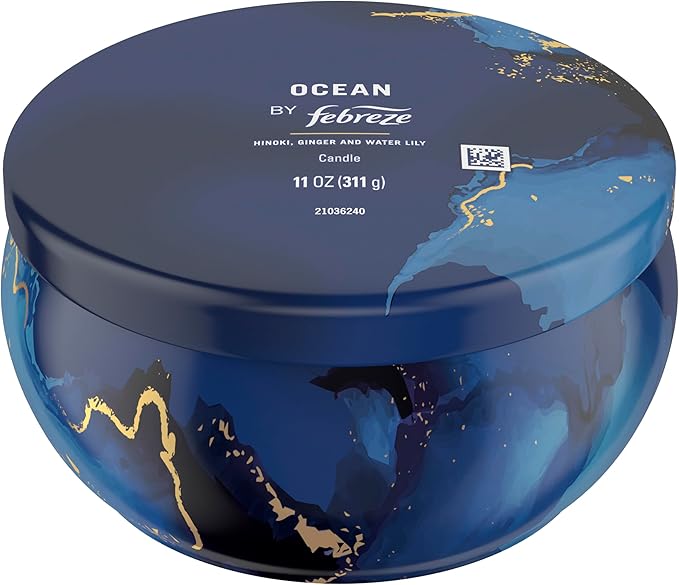 Febreze Scented Candle, Ocean Scent, 11 oz 4 Wick Candle, Single Pack