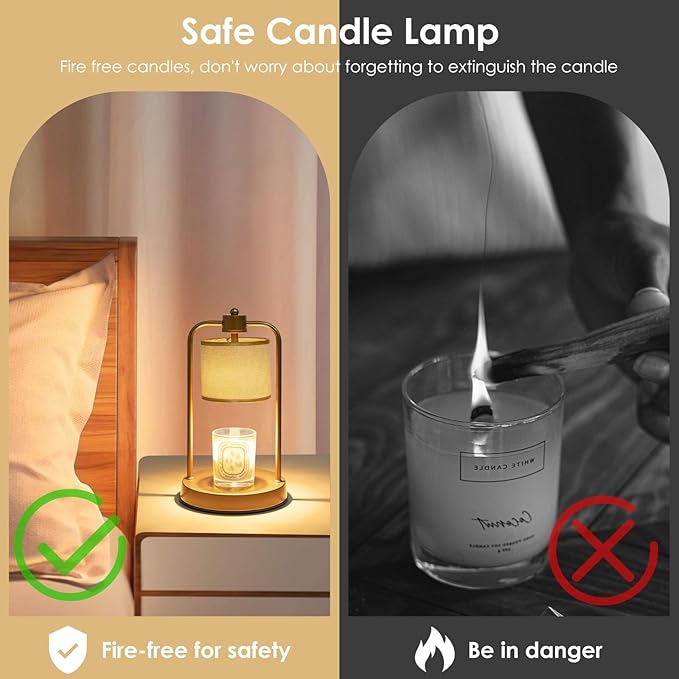 Candle Warmer Lamp Electric with Timer: Wax Melts Warmer - Dimmable Candle Warmer with Replacement Bulbs, Bedroom Home Decor Compatible with Various Candles