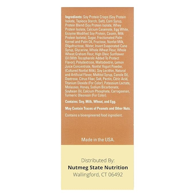 Nutmeg State Nutrition High Protein Bars, 7 Servings Per Box (1 Box (7 Servings), Lemon Meringue)