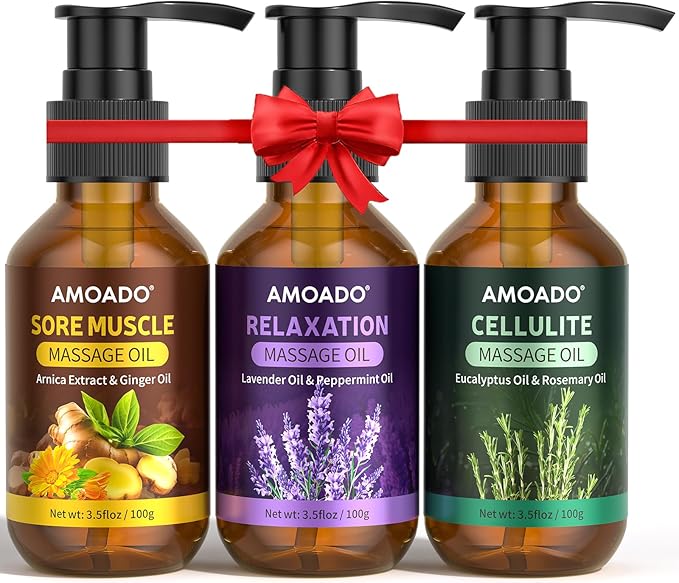 Massage Oil for Massage Therapy, Sore Muscle Massage Oils – 10.5oz, Arnica Oil,Anti Cellulite Eucalyptus,Lavender Essential Oils, Pain Relief & Spa-Quality Relaxation, Body Massage Oil Gifts Set