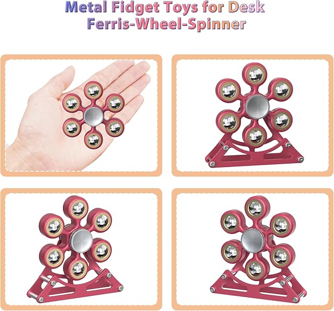 Desk Toys for Fidget Ferris-Wheel-Spinner: 4mins Kinetic-Spinning Cool-Gadgets, Cool-Stuff Thing Toy for Office School Home Man Women Christmas, Stress-Relief Game Gifts for Adult Teen Children Kid