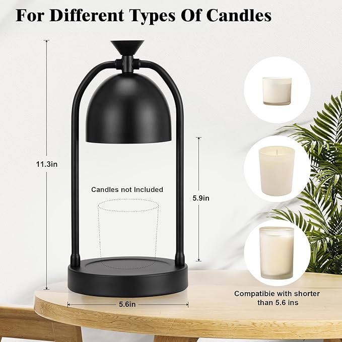 Hong-in Black Candle Warmer Lamp with Timer - Electric Wax Melts Warmer for Candle Jars, Cozy Home Decor House Warming Gifts for Women