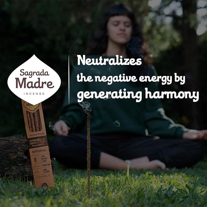 8 pcs Wildly Harvested Thick - Natural Citronella with Orange Incense Sticks, 9” Long - Eco Friendly,Non Toxic Incense Sticks (1hr Burning Time) to Heal & Purify Your Body & Surroundings