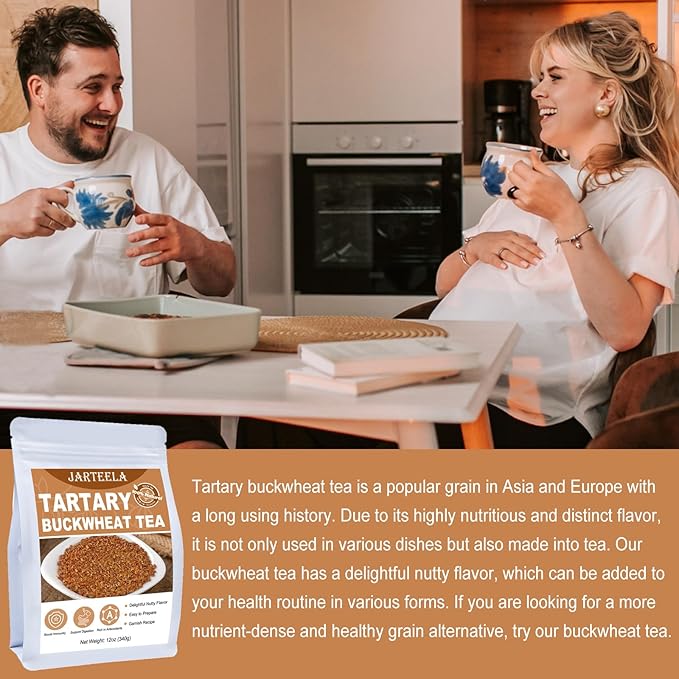 Jarteela - Himalayan Tartary Buckwheat Tea - 12oz / 340g - Black Buckwheat - Premium Roasted Buckwheat - Natural Loose Leaf Herbal Tea - Caffeine Free - NON-GMO - Gluten Free