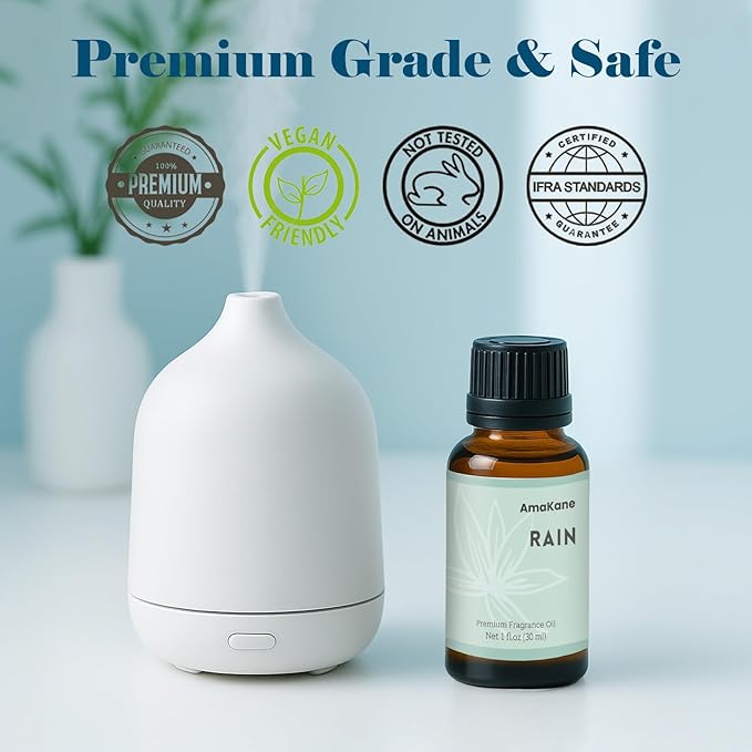 AmaKane Rain Fragrance Oil 30ml, Clean Fresh Essential Oil for Diffuser, Premium Scented Oil for Home Laundry, Candle & Soap Making Scents, Long-Lasting Aromatherapy Oil
