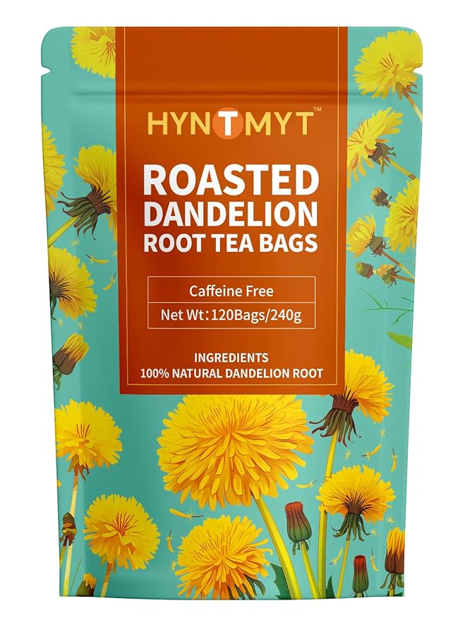 HYNTMYT Roasted Dandelion Root Tea Bags, Pure Dandelion Root Tea, Smooth & Mild Taste, Coffee Alternative, Caffeine Free, 120 Count
