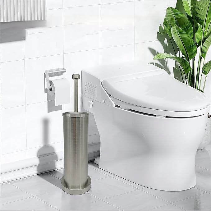 Brushed Nickel Toilet Bowl Brush with Holder, Durable Bathroom Cleaning Tool, Modern Design for Easy Toilet Maintenance, Bathroom Cleaner Brush for Efficient Cleaning and Hygiene