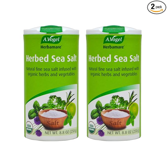 A.Vogel Herbamare Herbed Sea Salt - Natural Fine Sea Salt Infused with 12 Herbs & Vegetables - Free of Artificial Flavors & Preservatives - Non-GMO, Keto, Paleo-Friendly, USDA Organic - 8.8oz (2 Pack)