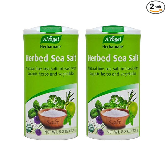 A.Vogel Herbamare Herbed Sea Salt - Natural Fine Sea Salt Infused with 12 Herbs & Vegetables - Free of Artificial Flavors & Preservatives - Non-GMO, Keto, Paleo-Friendly, USDA Organic - 8.8oz (2 Pack)