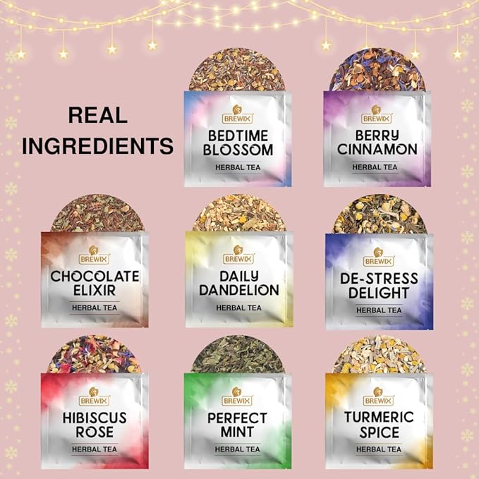 BREWIX, Tea Advent Calendar 2025 | 24 Pyramid Tea Bags - Luxury Gift Box | Selection of 24 Delightful Black/Green Teas and Infusions | Christmas Gift Idea for Men and Women