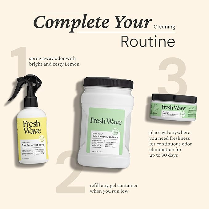 Fresh Wave Odor Removing Gel Refill, 63 oz., Pack of 2 - Safer Odor Absorbers for Home, Natural Plant-Based Odor Eliminator, Every 15 oz. lasts 30-60 Days, For Cooking, Trash & Pets