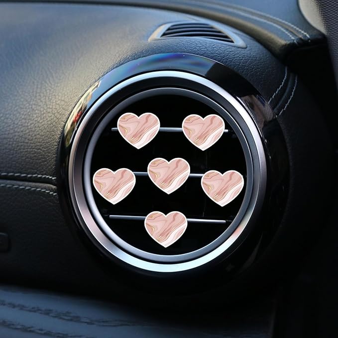 6 Pcs Heart Air Vent Clips, Cute Car Air Fresheners & Decor, Rose Gold
