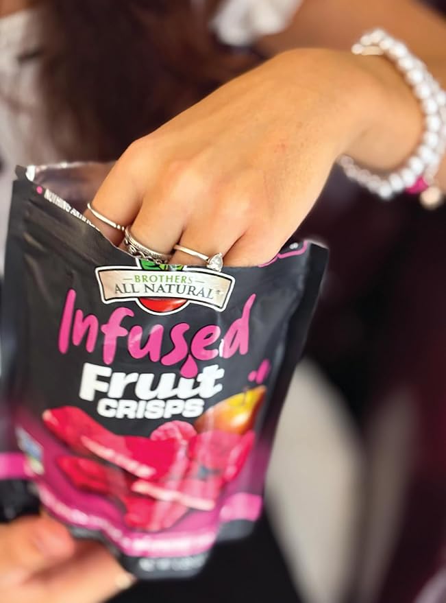 Brothers All Natural Infused Freeze Dried Fruit Crisps, Fuji Apple Infused with Raspberry, 0.85 Oz (Pack of 8), Made with 100% Fruit, Gluten Free, Soy Free, Vegan, Heathy Snack, Resealable Pouch